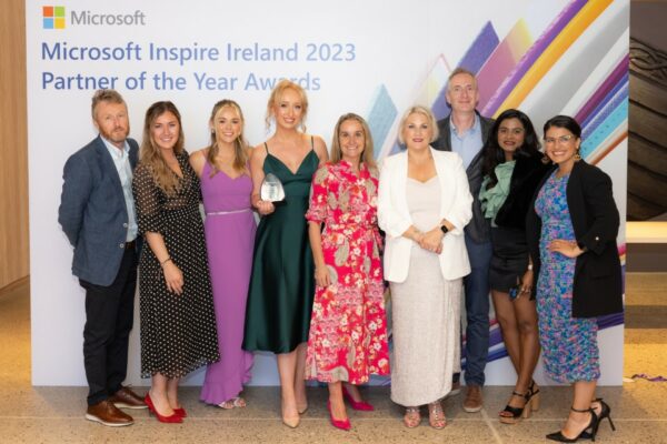The Spanish Point team at the Microsoft Inspire Ireland 2023 Partner of the Year Awards after being awarded App Modernisation and Innovation Partner of the Year 2023.